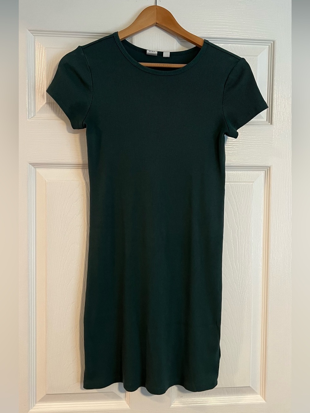 GAP Dark Green Short Sleeve Ribbed Knit Dress